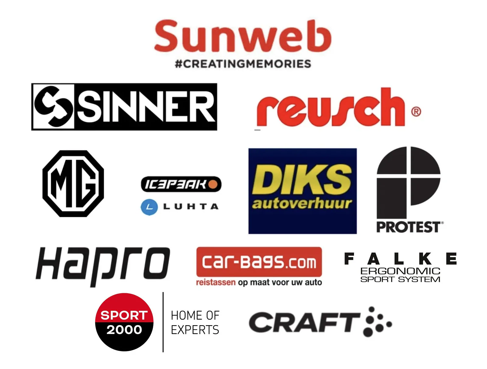 Sponsors van Snowmagazine: Sunweb, Sinner, Reusch, MG, Icepeak, Luhta, Diks Autoverhuur, Protest, Hapro, car-bags.com, Falke, Sport 2000 en Craft